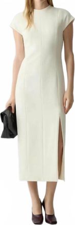 Theory Womens Short-Sleeve Midi Dress In Rice