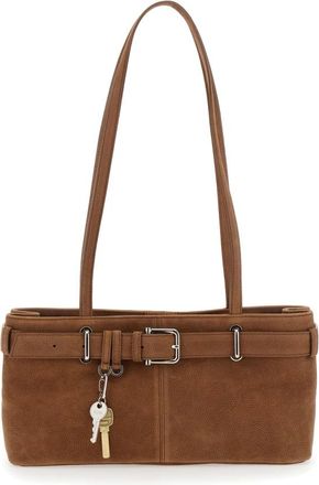 Osoi Osoi, Tassen, Dames, Bruin, ONE Size, Leer, Bruine schoudertas met sleuteldetails