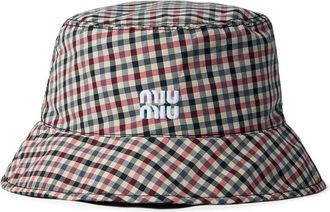 Miu Miu Cappello bucket Vichy - Marrone