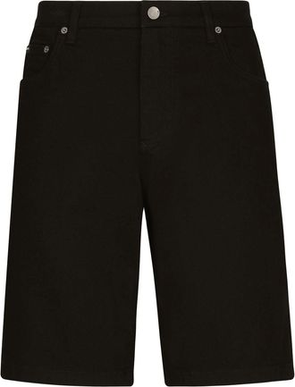 Dolce & Gabbana logo-appliqu&eacute; denim shorts - men - Cotton/Elastane - 52 - Black