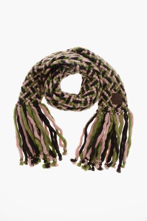 Dsquared2 Sciarpa in Misto Lana con Fondo Frangiato Dsquared2