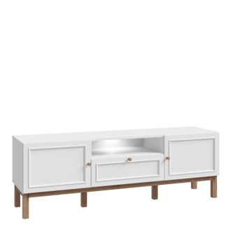 Furniture To Go Wensley 2 Door 1 Drawer TV Unit in Light Grey & Oak inc LED Lighting
