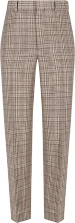 Auralee Brown Silk-Linen Blend Checkered Trousers