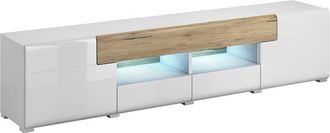 Petits Meubles Mueble TV 2 puertas 2 cajones 208 cm estratificado Blanco marrón