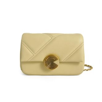 Generic Genuine Leather Crossbody Bag for Women Chain Purse Quilted Shoulder Bag Fashion Chain Leather Handbag Totes (Yellow)