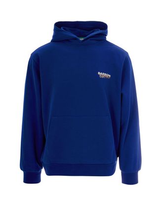 Barrow Regular Fit Blue Hoodie with Bear Graphic and Logo Detail