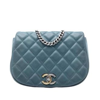 Chanel Pre-owned Vintage Flap Bag - Dames - Pre-owned - Blauw - Maat: ONE Size Leer