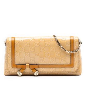 Gucci Pre-owned Womens Guccissima Patent Mayfair Shoulder Bag - Beige Leather - One Size