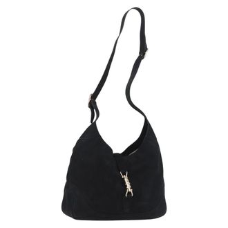 Gucci Jackie O Suede Black Leather Handbag (Pre-Owned)