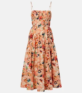 Ulla Johnson Abito midi Vidri in popeline di cotone