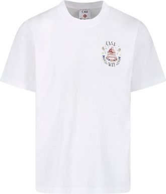 Casablanca Graphic White T-shirt with Flamingo and CASAWAY Design