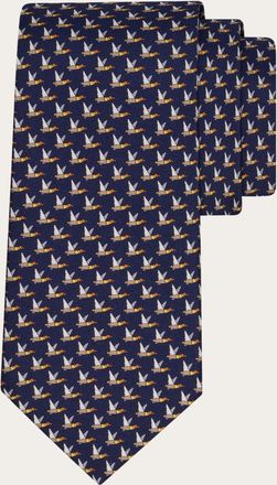 Ferragamo Men Mallard print silk tie Blue