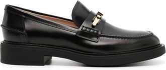 Gianvito Rossi Martine Leren Loafers - Dames - Loafers - Zwart - 37 1/2 EU - Leer - Schoenen