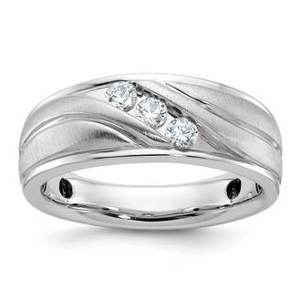 Diamond2Deal 14k White Gold Lab Grown Diamond 3-Stone Band Ring 0.33Ct Clarity- VS Color- G-H