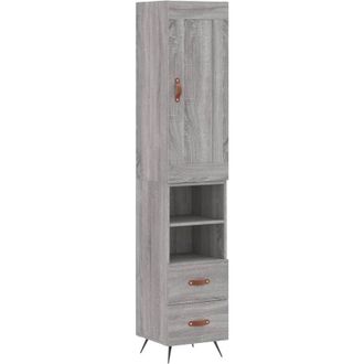 vidaXL Aparador Alto Madera Contrachapada Gris Sonoma 34,5x34x180 Cm Vidaxl