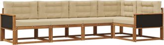 vidaXL Conjunto De Sof&aacute;s De Exterior 5 Uds. Natural Y Beige Vidaxl