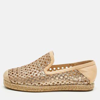 Stuart Weitzman Metallic Gold Leather Espadrille Flat