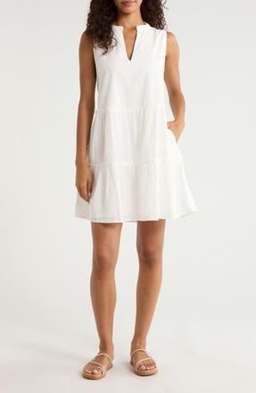 Elan Eyelet Tiered Sleeveless Cover-Up Minidress in White at Nordstrom, Size X-Small