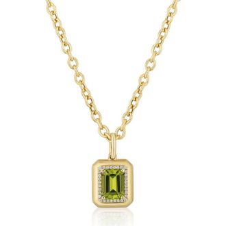 Goshwara Emerald Cut Pendant Necklace in Bright Green at Nordstrom, Size 16