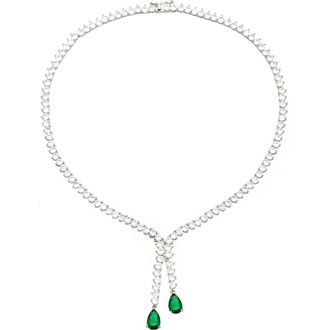Eye Candy Los Angeles Evelyn Cubic Zirconia Tennis Y-Necklace in Silver at Nordstrom Rack