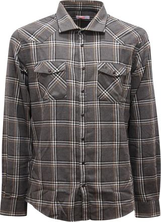 Sun 68 S44112 4701 Flannel Shirt - Heren - Casual Overhemden - Grijs - M - Katoen - Overhemden
