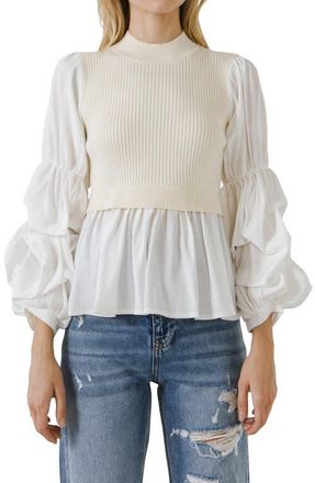 English Factory Combo Top in Ivory Combo at Nordstrom, Size X-Small