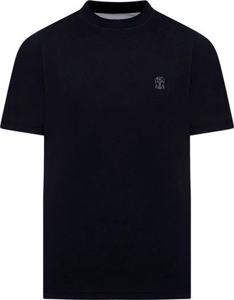 Brunello Cucinelli COTTON T-SHIRT WITH CONTRASTING LOGO PRINT - Brunello Cucinelli - Man