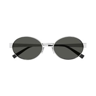 Saint Laurent SL692001 Round Silver Frame Sunglasses - Silver