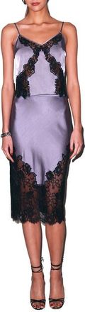 Fleur du Mal Juliet Lace Silk Skirt in Lavender Smoke at Nordstrom, Size X-Small