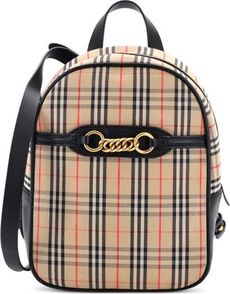 Burberry Zaino Link 1983 in tela con motivo Knight Check - Marrone