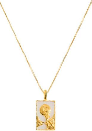 Freya Rose Rectangle Woman & Moon Necklace in Gold at Nordstrom