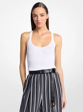Michael Kors Ribbed Superfine Linen and Cotton Tank Top