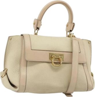 Ferragamo Pre-owned Hand Bag - Dames - Vintage Handtas - Beige - ONE Size - Leer - Vintage