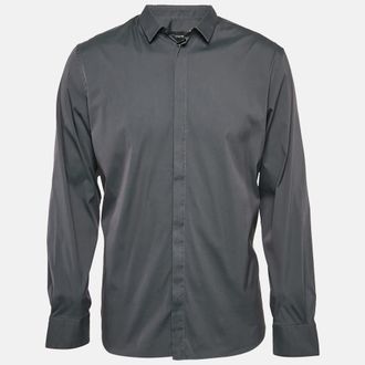 Emporio Armani Grey Stretch Cotton Long Sleeve Shirt