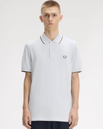 Fred Perry Mens Polo Shirt in Light Grey Cotton - Size X-Large