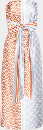 Misa Damalis Strapless Satin Midi Dress