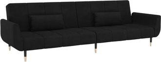 vidaXL Sof&aacute; Cama De 2 Plazas Con Dos Almohadas Terciopelo Negro Vidaxl