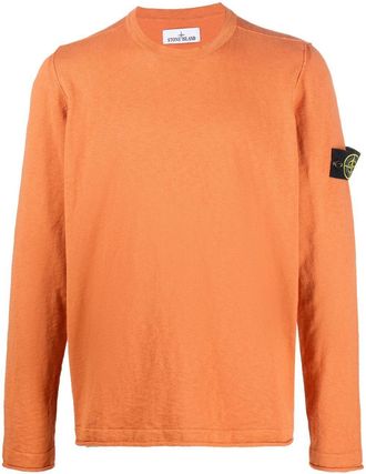Stone Island logo-patch sweater - men - Polyamide/Cotton - L - Orange