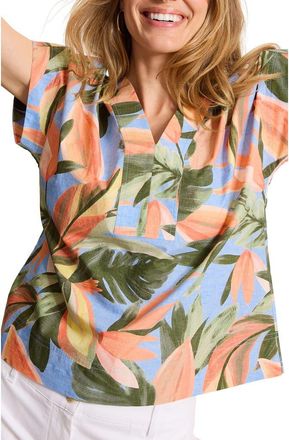 Tommy Bahama Beach Bloom Poplin Popover Top in Grape Pools at Nordstrom, Size Small