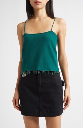 Bode Lodge Beaded Cashmere Camisole in Dark Green at Nordstrom, Size X-Large