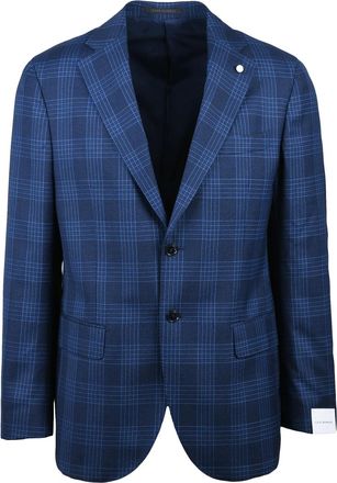 Lubiam Round Jacket with Checkered Pattern and Two-Button Closure