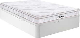 Vente-Unique Conjunto somier arc&oacute;n blanco + colch&oacute;n de muelles de 3 zonas y espuma viscoel&aacute;stica de 20 cm - WOLKENTANZ de YSM&Eacute;E