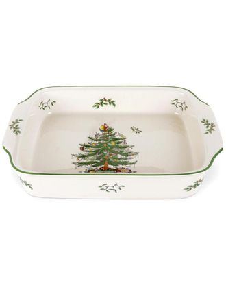 Spode Christmas Tree Rectangular Handled Dish