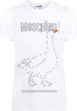 Moschino Goose Cotton Jersey T-Shirt - female - Moschino - T-Shirts - White - 2XL - Tops