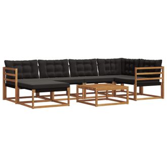 vidaXL Conjunto De Sof&aacute;s De Exterior Con Coj&iacute;n 19 Pcs Natural Y Negro Vidaxl