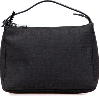 Fendi Pre-owned Womens Baguette Handbag Ff Logo Canvas - Black Textile - One Size