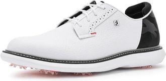 FootJoy Traditions Blucher Mens Shoes White/Black Camo/Cherry Tomato : 11.5 D - Medium, Leather
