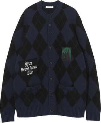 Undercover Cardigan con motivo a rombi - Blu