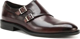 Unze Men ANAHID Monk Strap Leather Formal Shoes UK Size 6-11 Coffee
