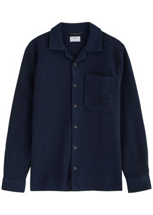 Percival Ashdown Patterned-intarsia Woven Shirt - Navy - M